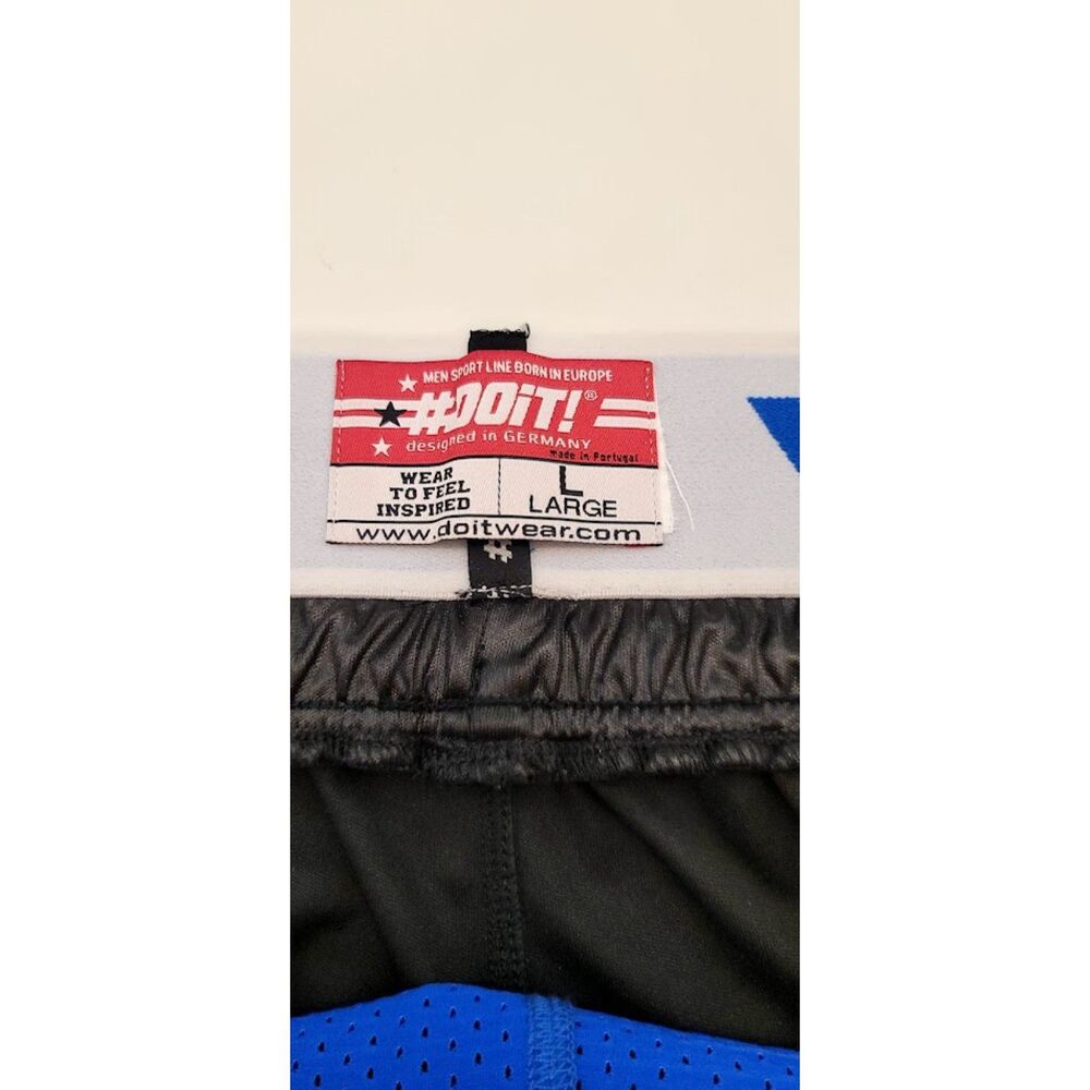 DOiT Shiny Split Running Shorts Built-In Jockstrap Black Blue Gay Pride Sz. L - Picture 7 of 10